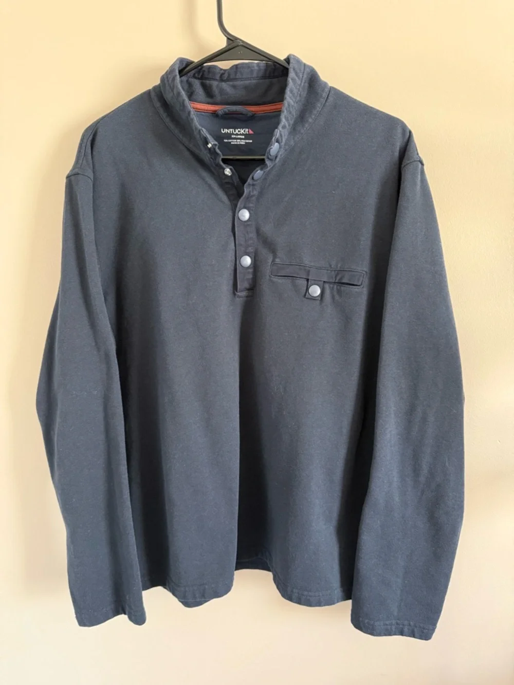 UNTUCKit Dark Navy 1/4 Snap Fleece Pullover Preppy Business Casual Men's XXL